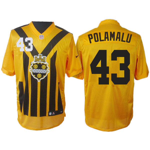 Pittsburgh Steelers #43 Troy Polamalu Gold 1933s Throwback Elite Jersey