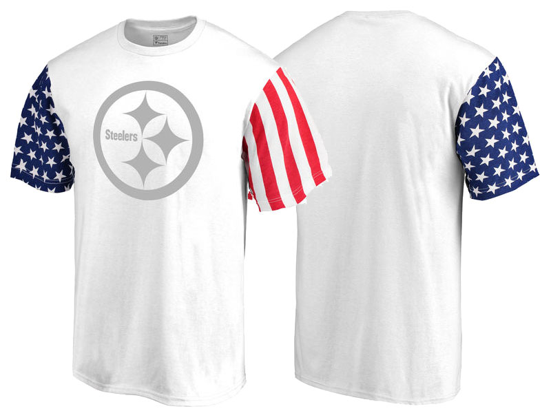 Pittsburgh Steelers White Independence Day Stars & Stripes T-Shirt