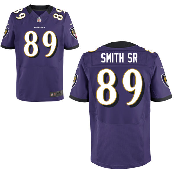 Mens Baltimore Ravens #89 Steve Smith Sr Nike Purple Elite Jersey