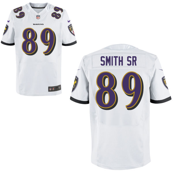 Mens Baltimore Ravens #89 Steve Smith Sr Nike White Elite Jersey