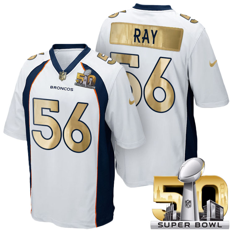 Denver Broncos #56 Shane Ray White Super Bowl 50 Special Edition Golden Jersey