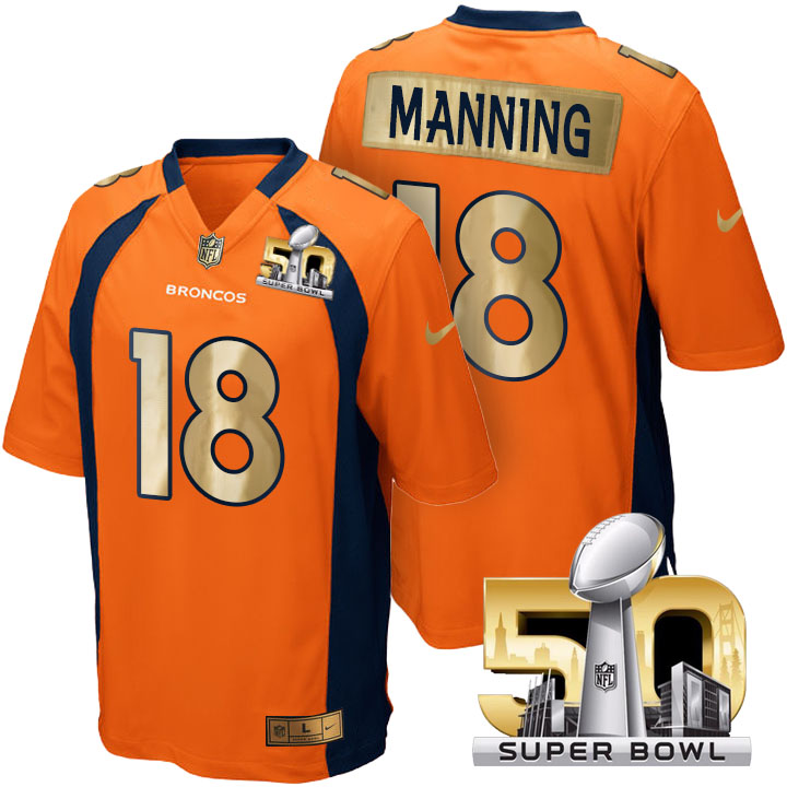 Denver Broncos #18 Peyton Manning Orange Super Bowl 50 Special Edition Jersey