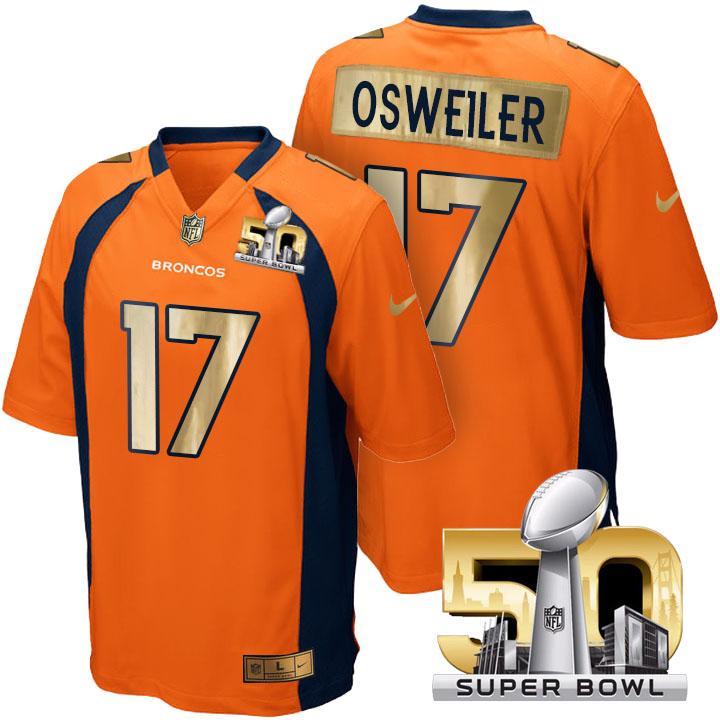 Denver Broncos #17 Brock Osweiler Orange Super Bowl 50 Special Edition Jersey