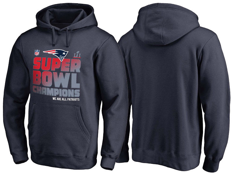 Super Bowl LI Champions New England Patriots Navy Trophy Collection Locker Room Alternate Pullover Hoodie