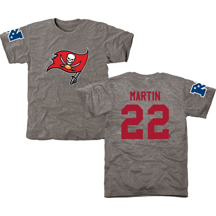 Tampa Bay Buccaneers #22 Doug Martin Gray Name & Number Tri-Blend T-shirt