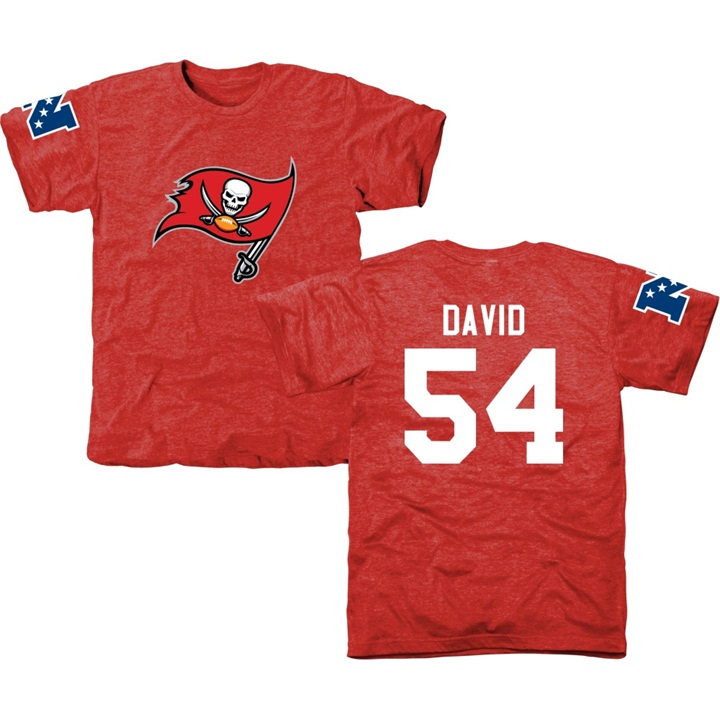 Tampa Bay Buccaneers #54 Lavonte David Red Name & Number Tri-Blend T-shirt