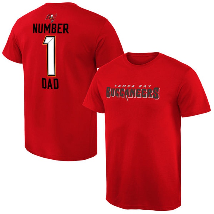 Tampa Bay Buccaneers Red Number 1 Dad Name & Logo Pro Line T-Shirt