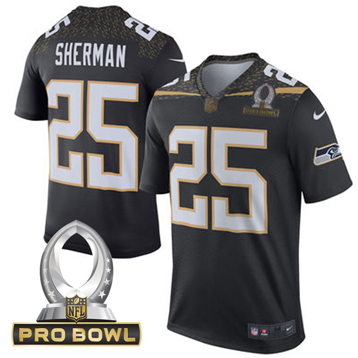 Team Irvin #25 Richard Sherman Black 2016 Pro Bowl Game Jersey