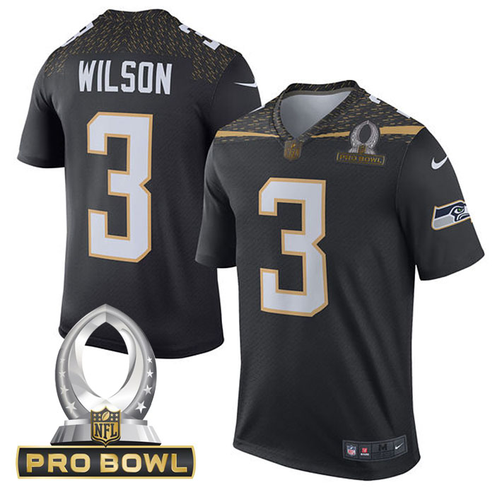 Team Irvin #3 Russell Wilson Black 2016 Pro Bowl Game Jersey