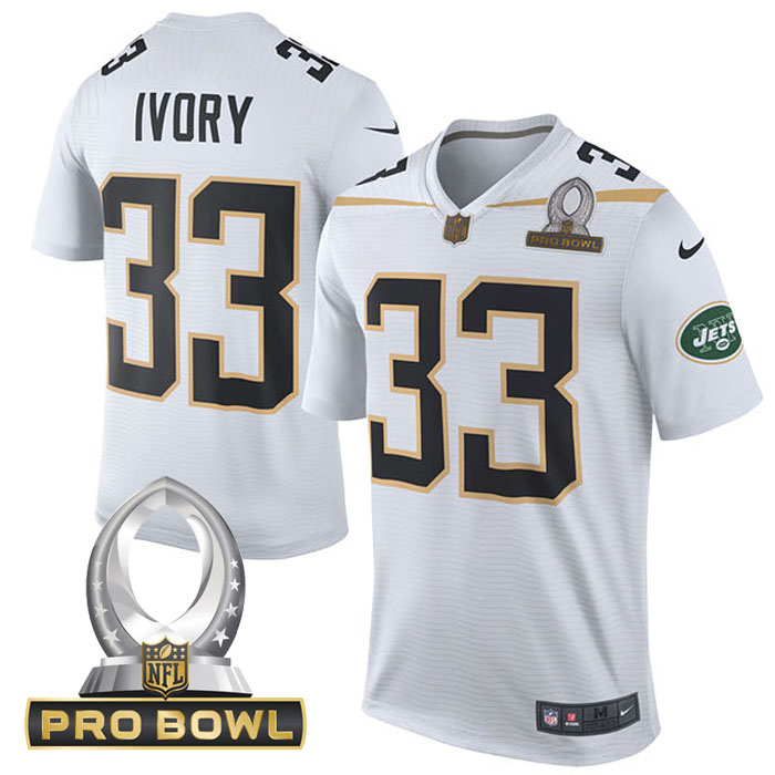 Team Rice #33 Chris Ivory White 2016 Pro Bowl Game Jersey