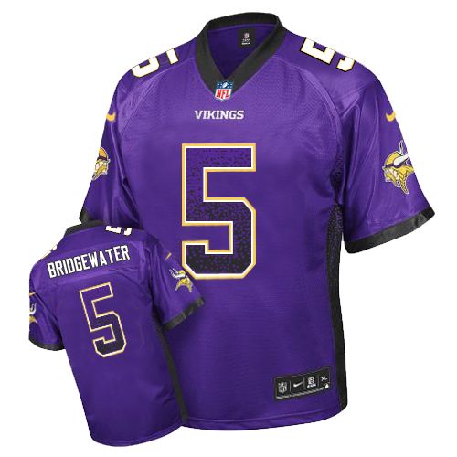 Minnesota Vikings #5 Teddy Bridgewater Purple Drift Fashion Jersey