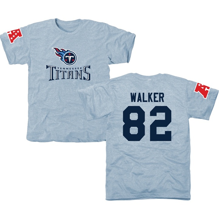 Tennessee Titans #82 Delanie Walker Blue Name & Number Tri-Blend T-shirt