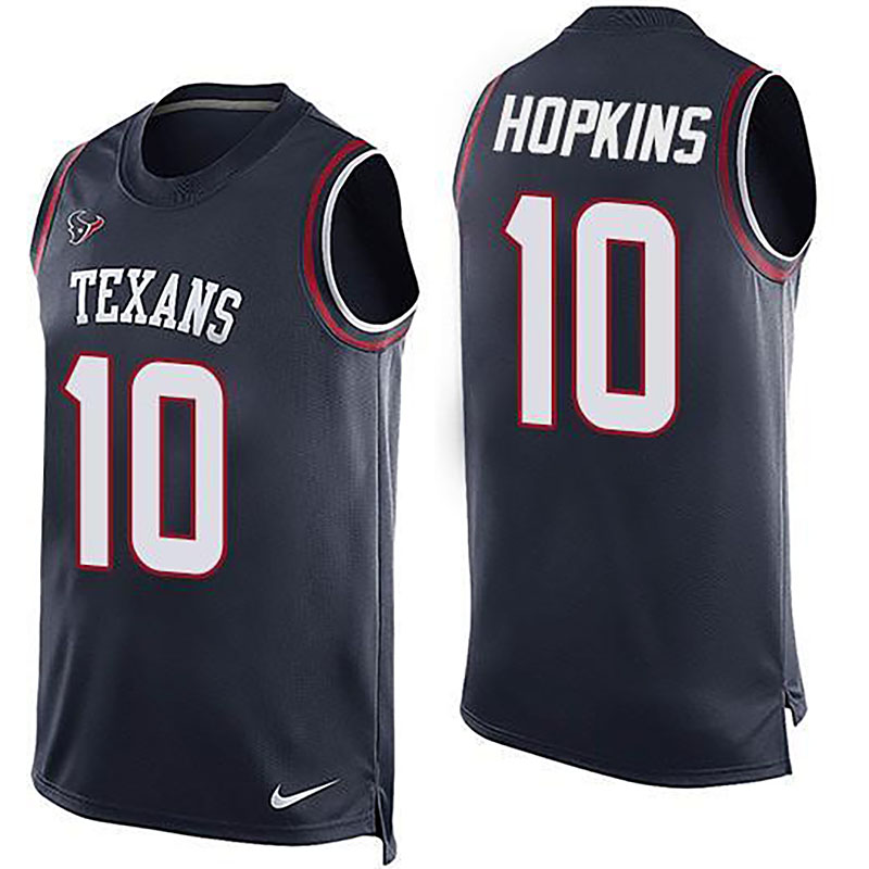 Texans #10 DeAndre Hopkins Navy Blue Team Color Men NFL Limited Tank Top