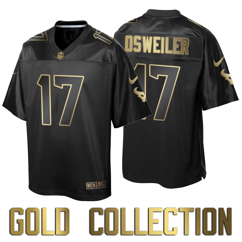 Houston Texans #17 Brock Osweiler Super Bowl 50 Black Gold Collection Jersey