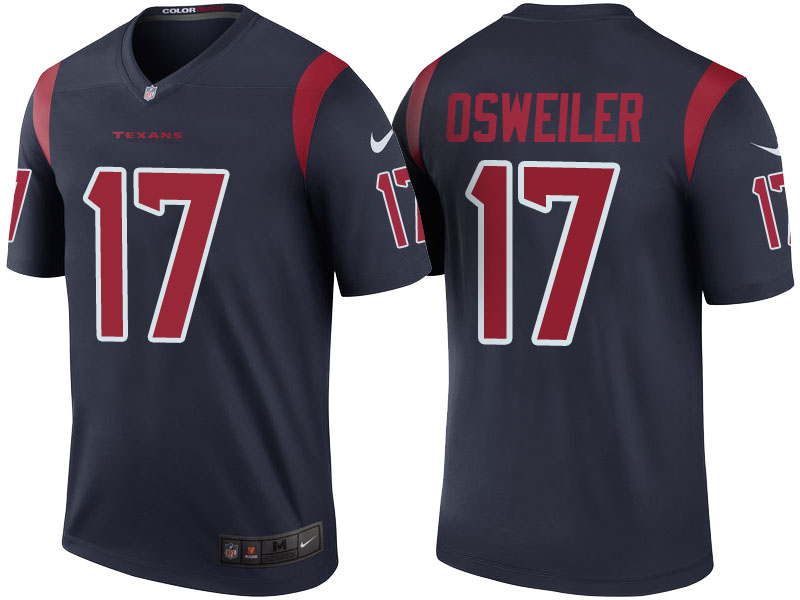 Houston Texans #17 Brock Osweiler Navy Color Rush Legend Jersey