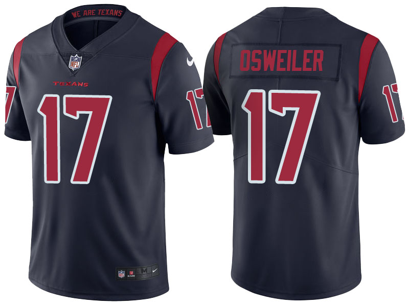 Houston Texans #17 Brock Osweiler Navy Color Rush Limited Jersey