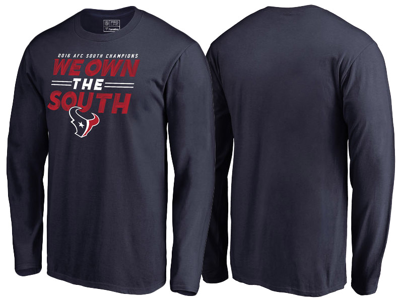 2016 AFC South Division Champions Houston Texans Navy Edged Long Sleeve T-Shirt