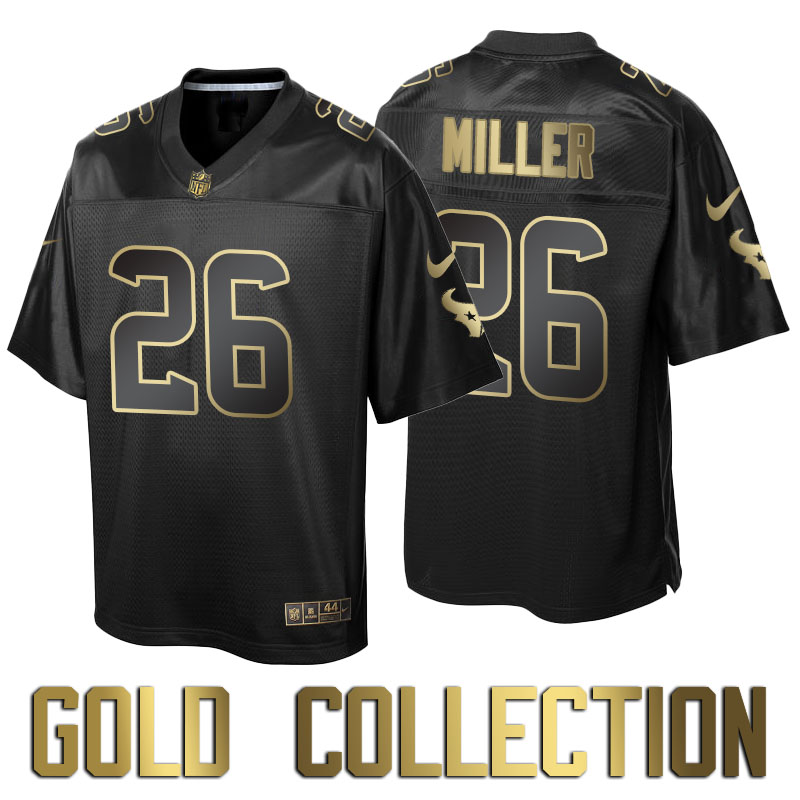 Houston Texans #26 Lamar Miller Super Bowl 50 Black Gold Collection Jersey