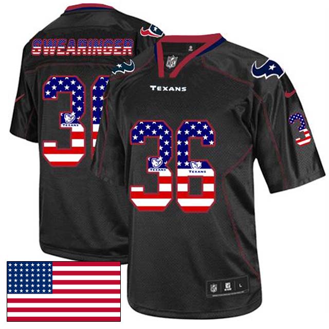 Houston Texans #36 D.J. Swearinger Black USA Flag Fashion Jersey