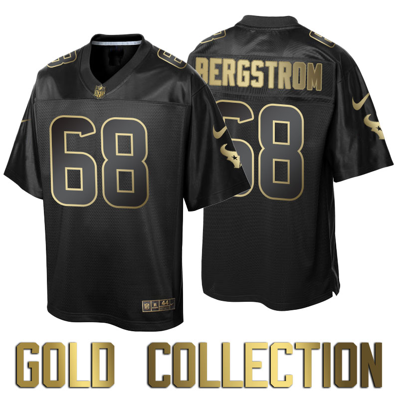 Houston Texans #68 Tony Bergstrom Super Bowl 50 Black Gold Collection Jersey