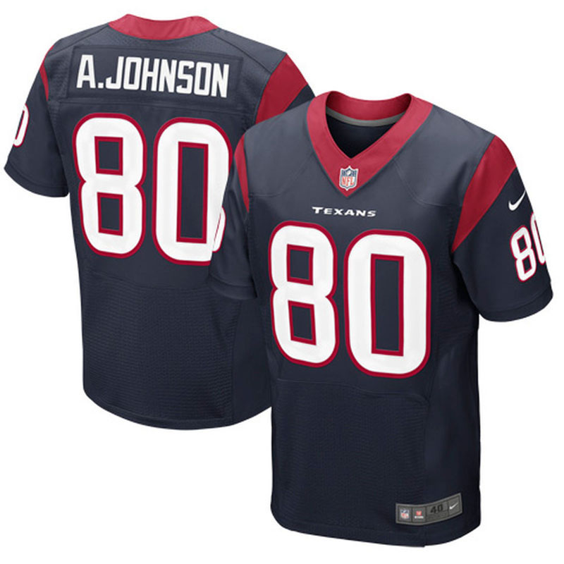 Houston Texans #80 Andre Johnson Navy Blue Elite Jersey