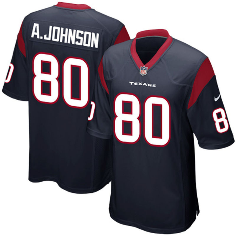 Houston Texans #80 Andre Johnson Navy Blue Game Jersey