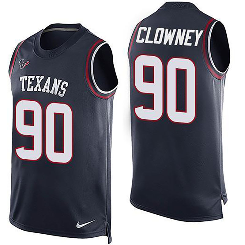 Texans #90 Jadeveon Clowney Navy Blue Team Color Men NFL Limited Tank Top