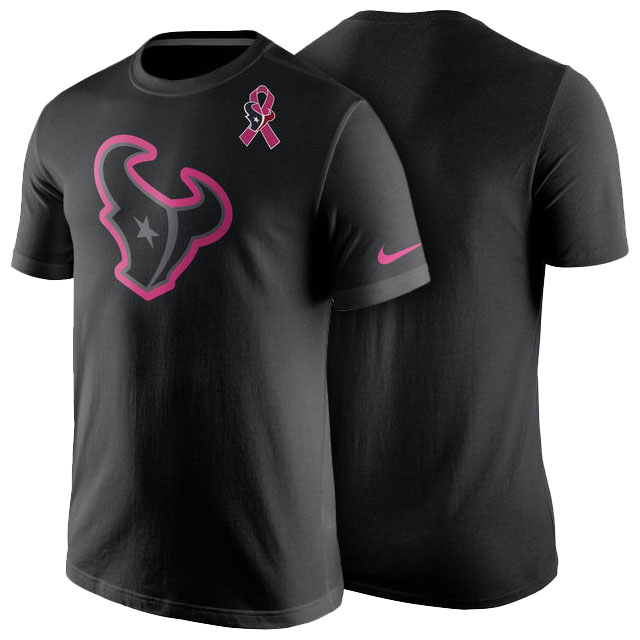 Houston Texans Black Breast Cancer Awareness Team Travel Performance T-Shirt