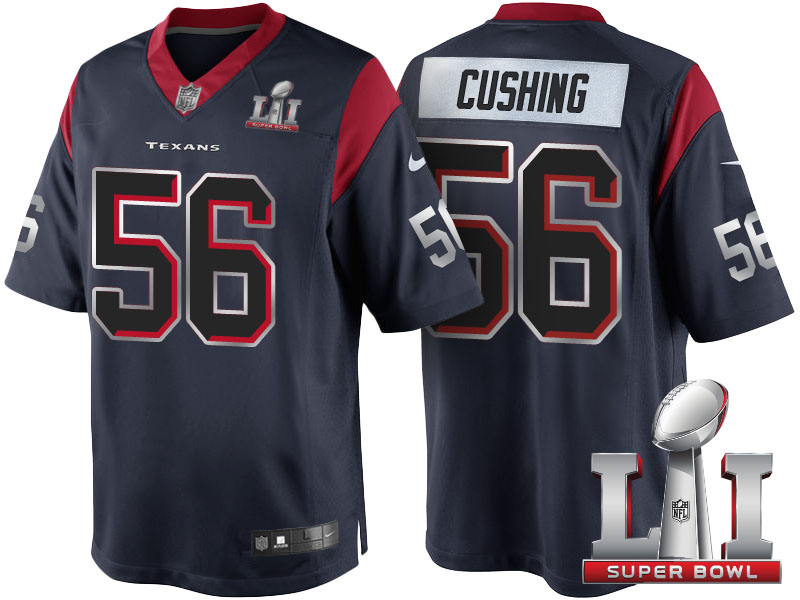 Houston Texans #56 Brian Cushing Navy Blue Super Bowl LI Silver Jersey