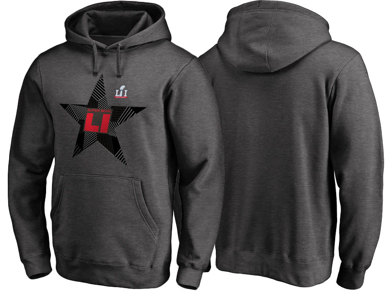 Super Bowl 51th Houston Texans Charcoal Lone Star Pullover Hoodie