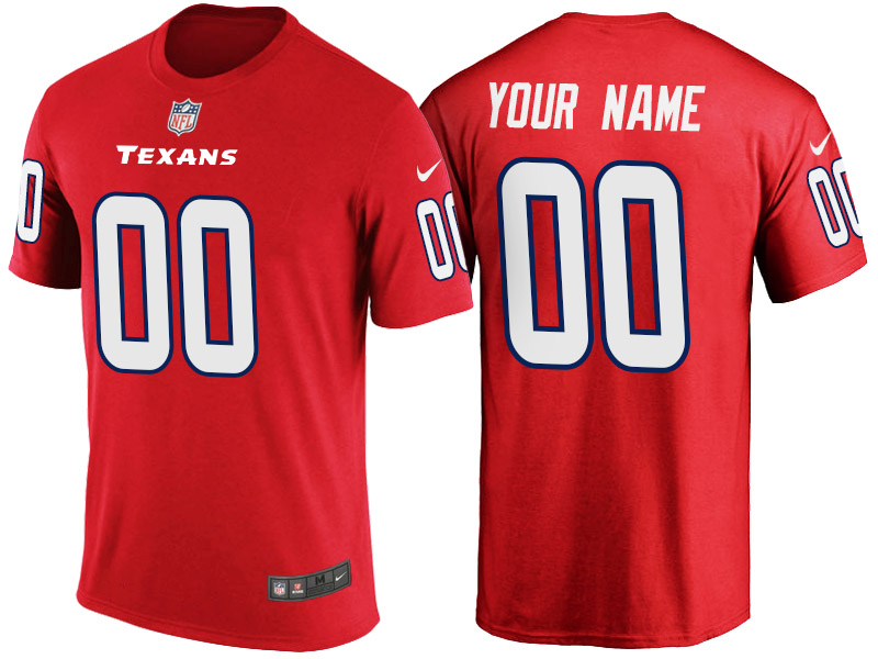 Houston Texans Custom Red Name & Number T-Shirt