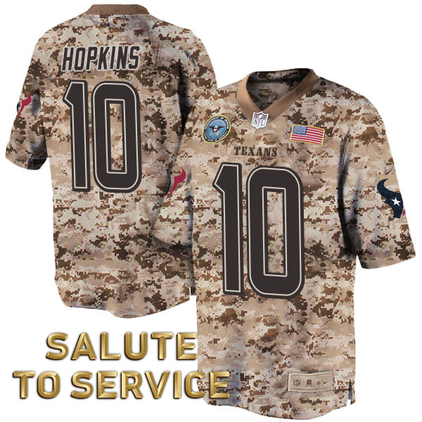 Houston Texans #10 DeAndre Hopkins Salute to Service Desert Camo Jersey