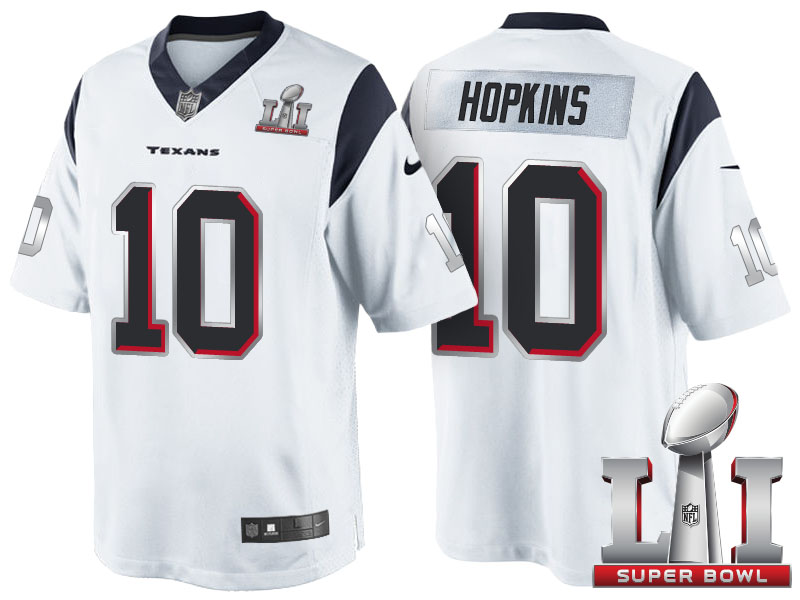 Houston Texans #10 DeAndre Hopkins White Super Bowl LI Silver Jersey