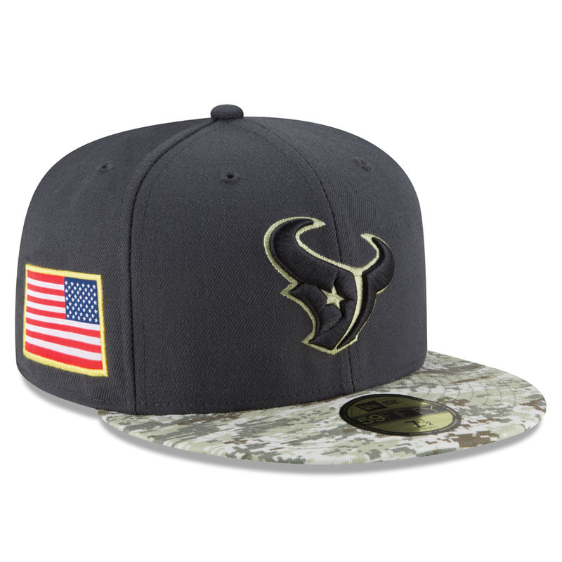 Houston Texans Graphite Salute To Service Sideline Camo Veterans Day 59FIFTY Fitted Hat