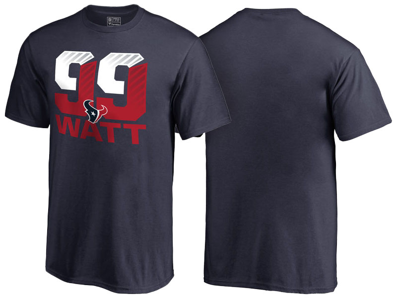 Houston Texans Pro Line Navy Number & Name J.J. Watt Fans T-Shirt