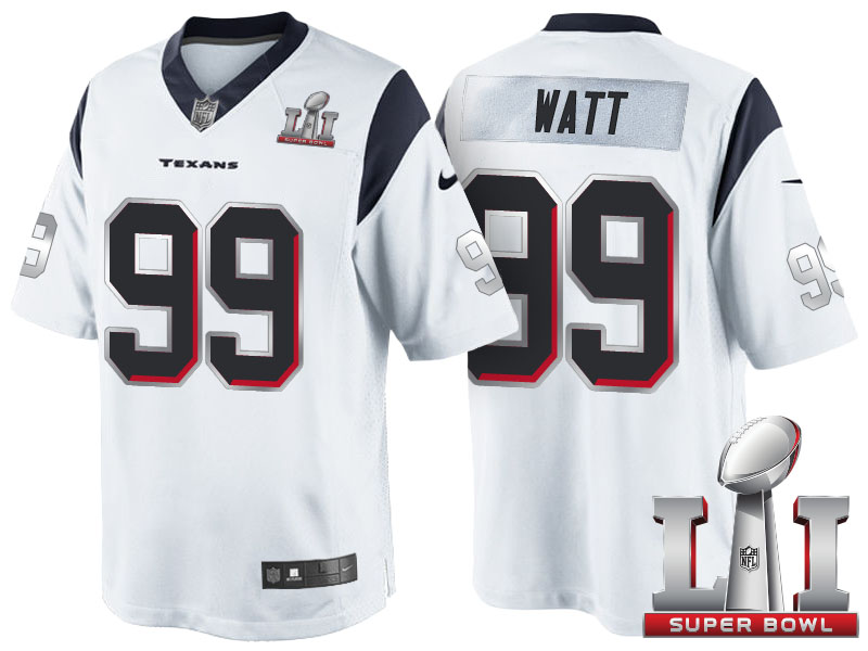 Houston Texans #99 J.J. Watt White Super Bowl LI Silver Jersey