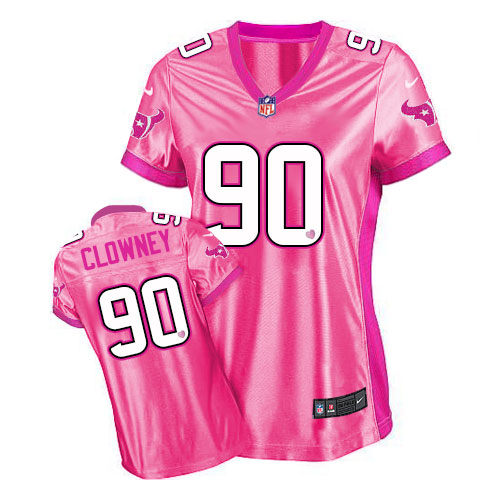 Women's Houston Texans #90 Jadeveon Clowney Pink New Be Luvd Jersey