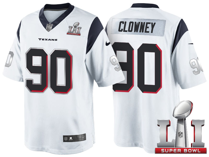 Houston Texans #90 Jadeveon Clowney White Super Bowl LI Silver Jersey