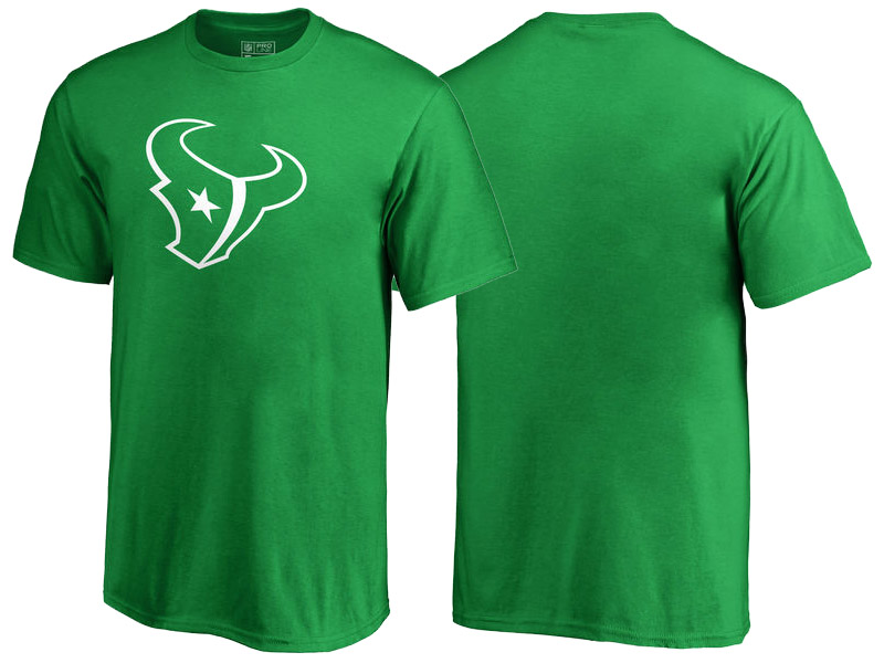 Houston Texans Kelly Green White Logo St. Patrick's Day T-Shirt