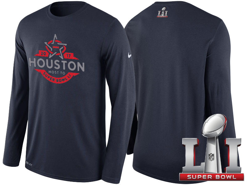 Super Bowl 51 Houston Texans Navy Blue Slogan Long Sleeve T-Shirt