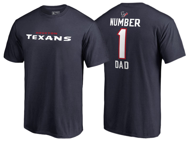 Men's Houston Texans Navy Father's Day Number 1 Dad T-Shirt