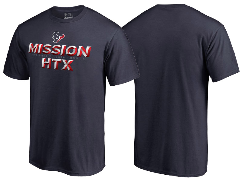 Houston Texans Navy Mission HTX 2016 NFL Playoff Bound T-Shirt