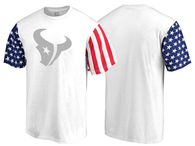 Houston Texans White Independence Day Stars & Stripes T-Shirt