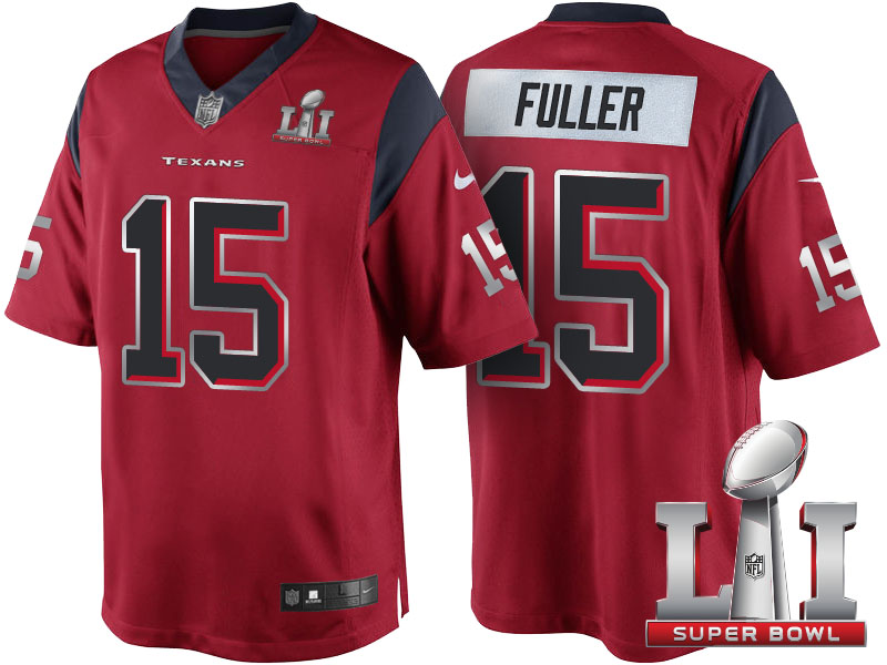 Houston Texans #15 Will Fuller Red Super Bowl LI Silver Jersey