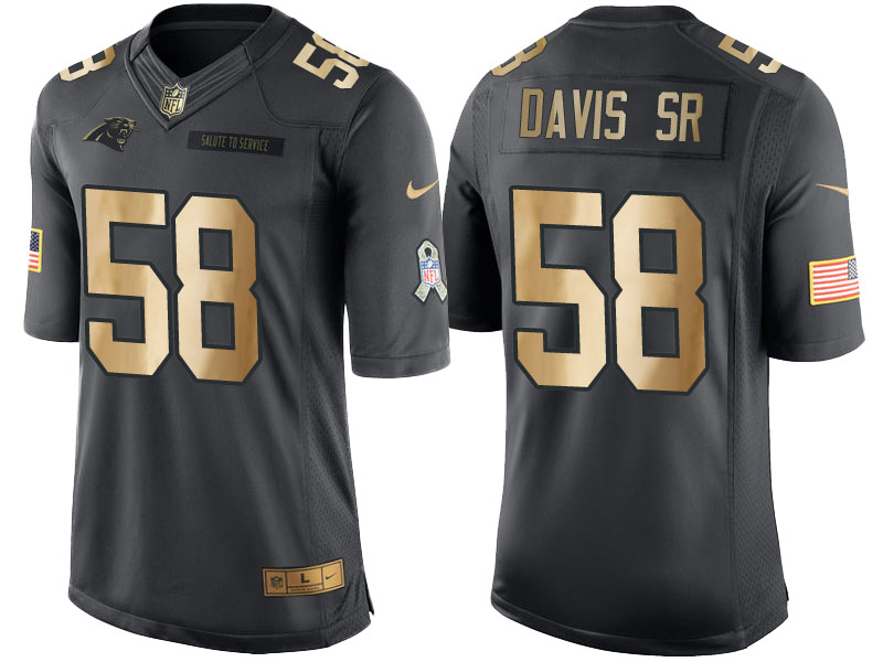 Panthers #58 Thomas Davis Sr Anthracite 2016 Christmas Gold Salute to Service Jersey