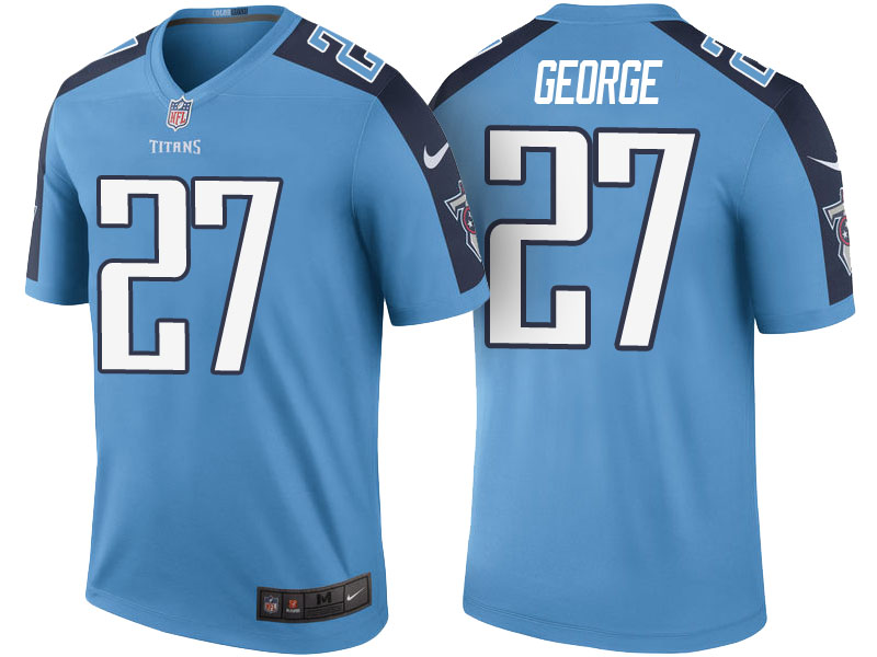 Tennessee Titans #27 Eddie George Light Blue Color Rush Legend Jersey