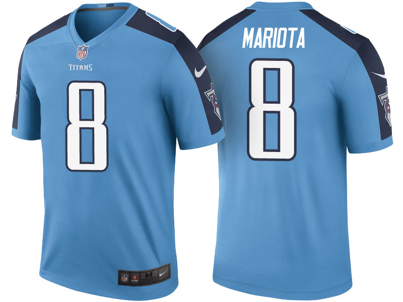 Tennessee Titans #8 Marcus Mariota Light Blue Color Rush Legend Jersey