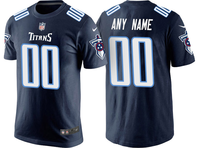 Tennessee Titans Custom Navy Name & Number T-Shirt