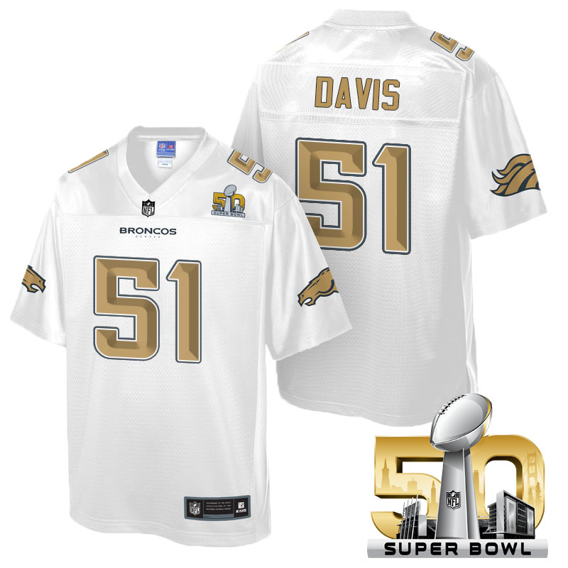 Denver Broncos #51 Todd Davis White 2016 Super Bowl 50th Pro Line Fashion Jersey