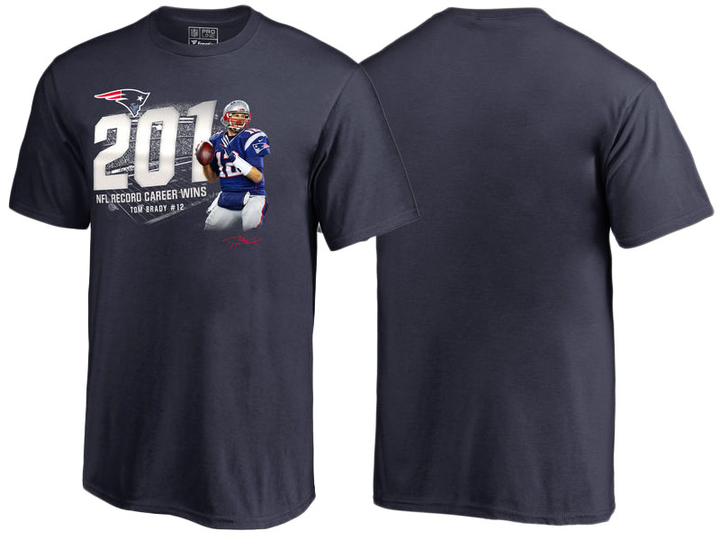 New England Patriots Tom Brady Navy 201 Career Wins T-Shirt